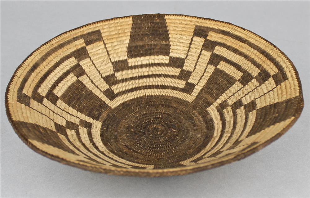 Appraisal: NATIVE AMERICAN COILED BASKETRY BOWL Pima finely woven shallow form