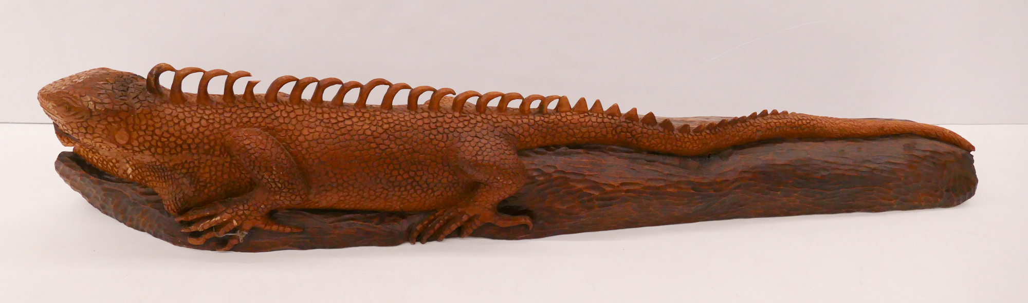 Appraisal: Large Hardwood Carved Iguana Figure- x ''