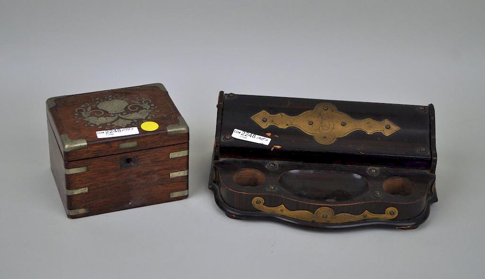 Appraisal: Two Early Metal Mounted Boxes comprising a tea caddy with