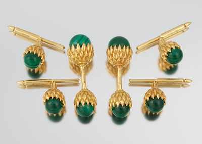 Appraisal: A Schlumberger for Tiffany Co Malachite and k Gold Dress