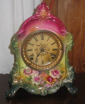 Appraisal: A ROYAL BONN ANSONIA CHINA CASE CLOCK Victorian Period having