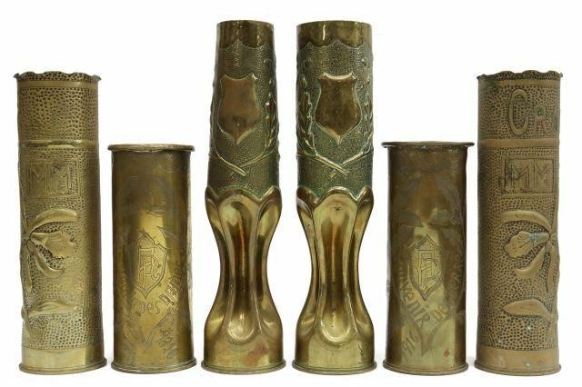 Appraisal: lot of WWI-era trench art vases fashioned from artillery shells