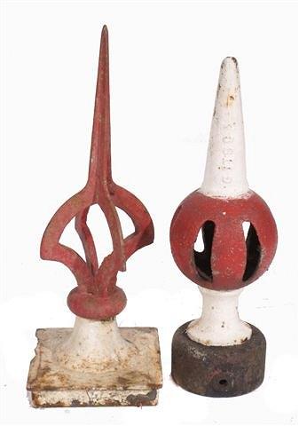 Appraisal: A CAST IRON RAILWAY SIGNAL POST FINIAL painted in red