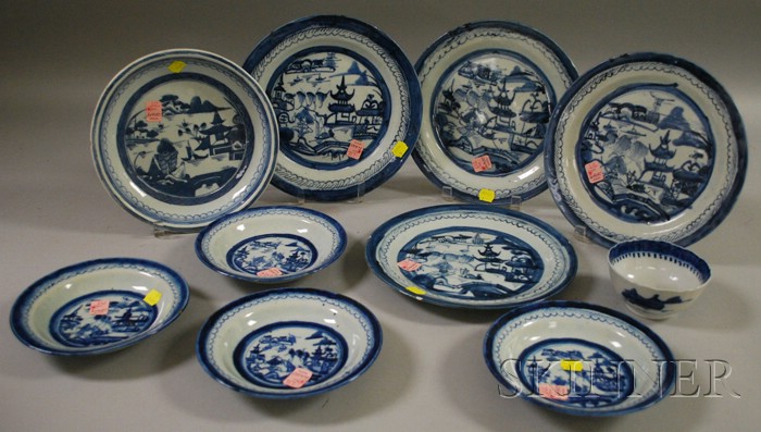 Appraisal: Ten Pieces of Chinese Export Canton Porcelain Tableware four plates