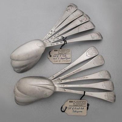 Appraisal: A set of five George III table spoons with the