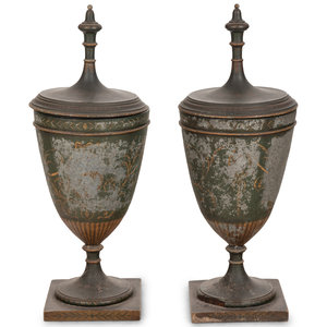 Appraisal: A Pair of Large Continental T le Urns Early th