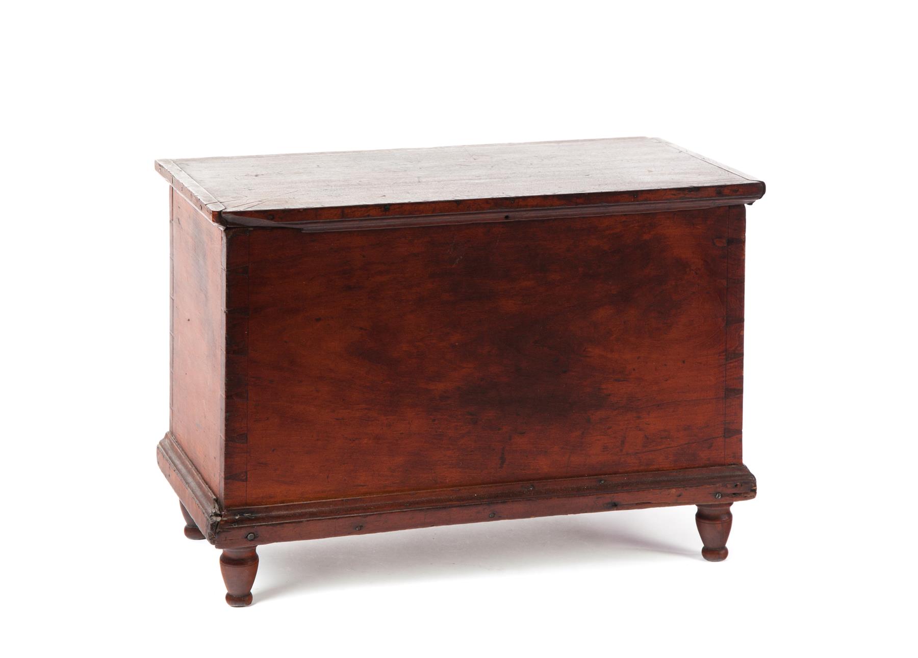 Appraisal: TWO AMERICAN MINIATURE BLANKET CHESTS First half- th century cherry