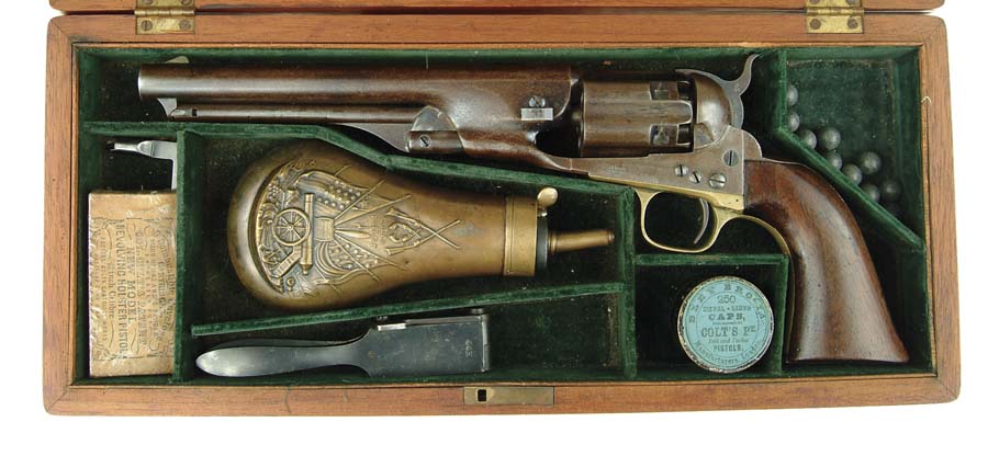 Appraisal: RARE HISTORIC CASED COLT FLUTED ARMY REVOLVER Cal SN Fine