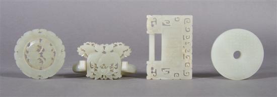 Appraisal: A Group of Four Chinese Jade Carved Items Width of