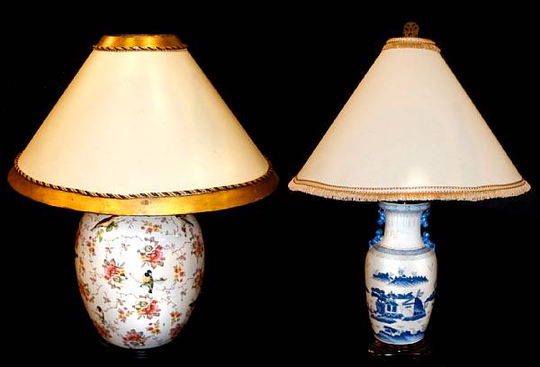 Appraisal: A group of two porcelain table lamps height of largest