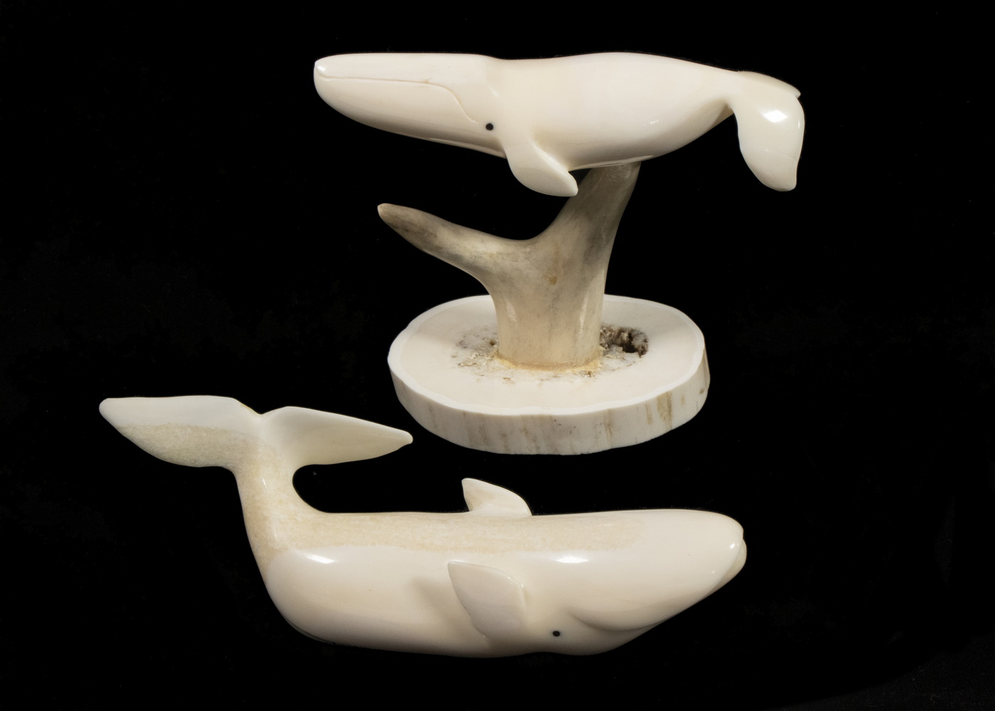 Appraisal: INUIT SCULPTURES OF RIGHT WHALES ONE BY ROGER SILOOK -