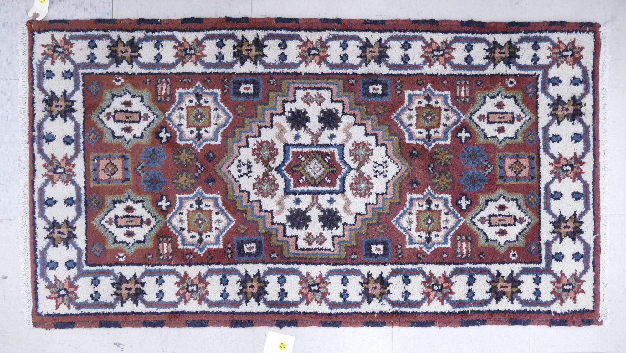 Appraisal: Turkish Ivory Medallion Scatter Rug- x ' ''