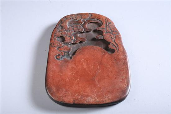 Appraisal: CHINESE INKSTONE Carved to depict bird and pine tree -