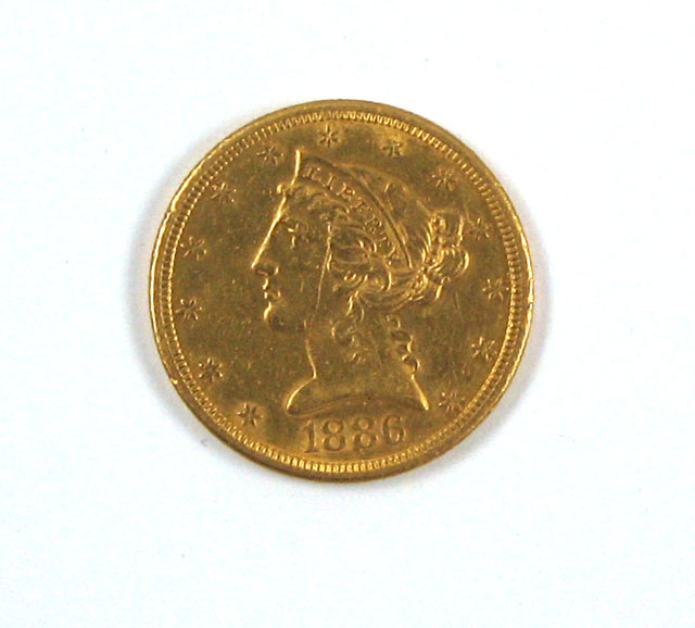 Appraisal: U S FIVE DOLLAR GOLD COIN Liberty head type -S