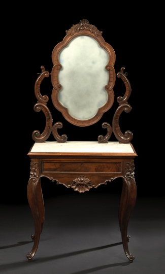 Appraisal: American Rococo Revival Rosewood and Marble-Top Duchesse mid- th century