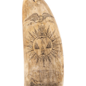 Appraisal: A Scrimshaw Whale Tooth th Century one side depicting two