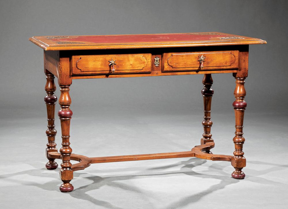 Appraisal: William and Mary-Style Carved Walnut Writing Table inset leather top