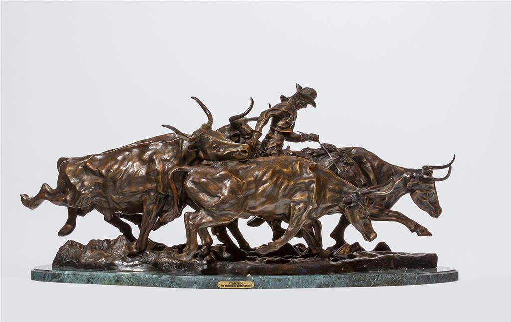 Appraisal: FREDERIC REMINGTON After American th Century Stampede bronze inscribed Frederic