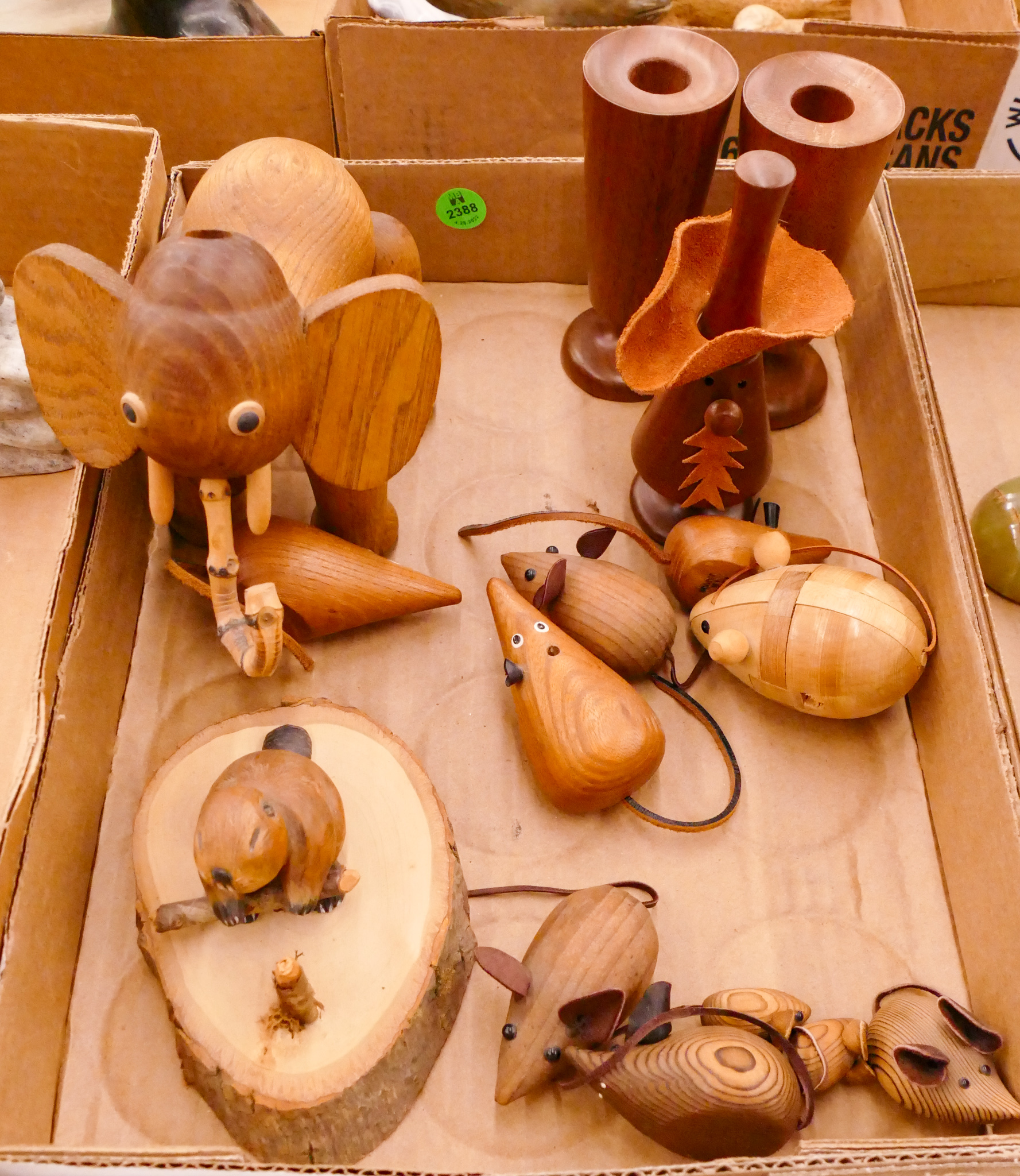 Appraisal: Box pc Midcentury Wood Animal Figures Etc