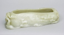 Appraisal: A Carved Jade Brush Washer Form ca th Early th