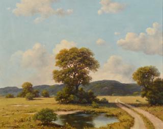 Appraisal: Roland Enright Oil on Canvas Landscape Roland Enright Texas Wisconsin