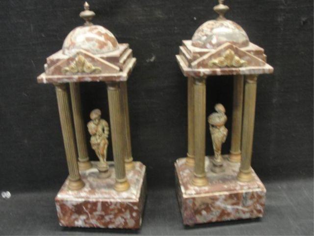 Appraisal: Pair of Marble Gilt Metal Garnitures From a Queens NY