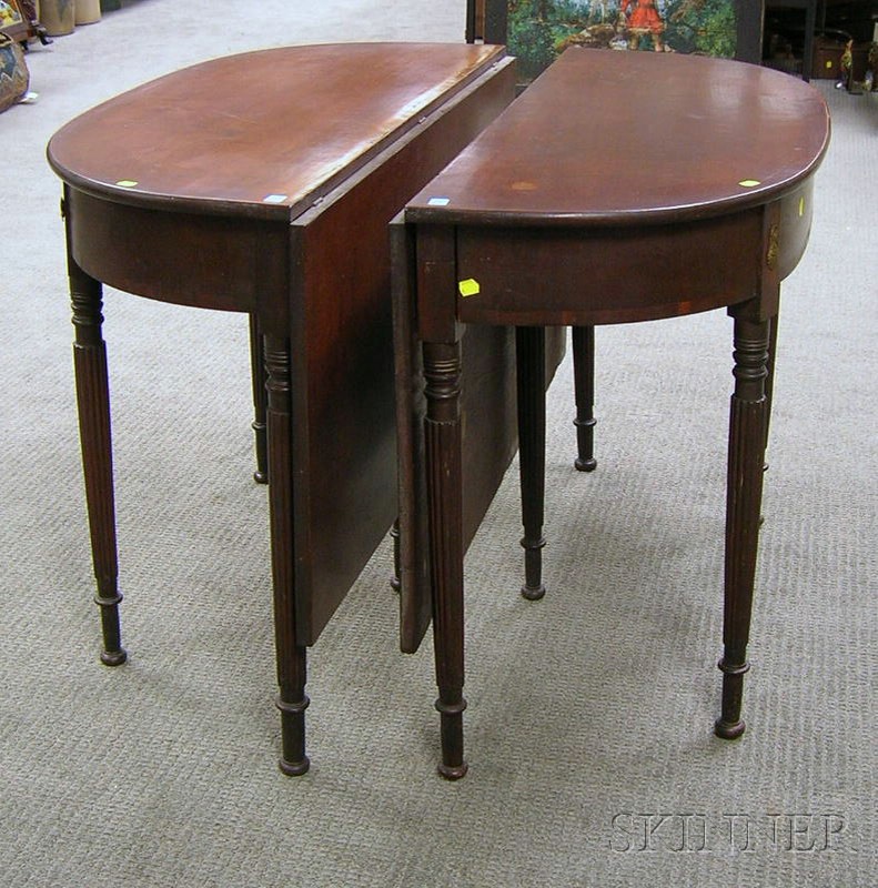 Appraisal: Late Federal Inlaid Cherry Two-Part Dining Table comprised of two