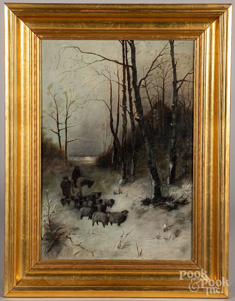 Appraisal: Oil on canvas winter landscape late th c Oil on