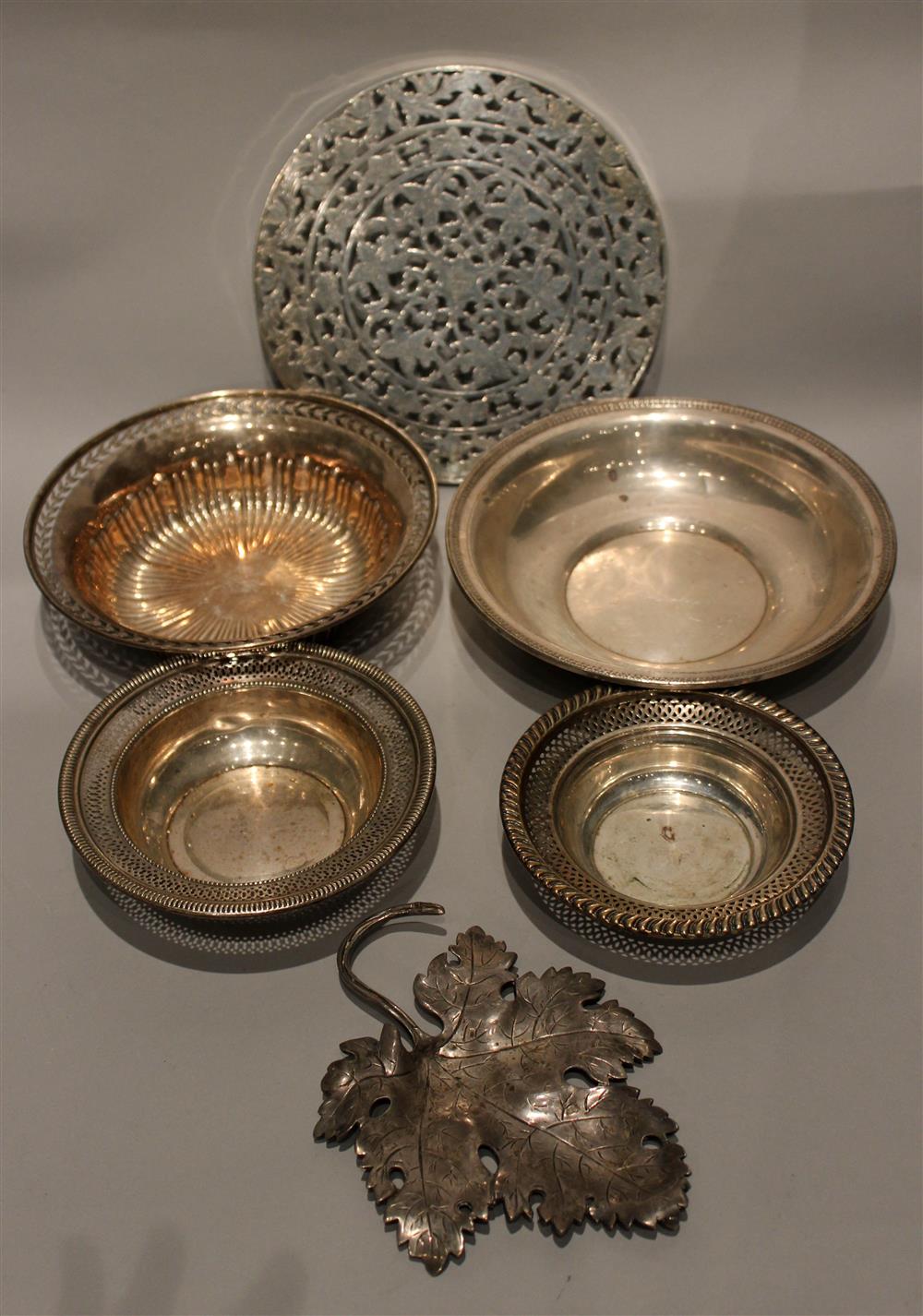 Appraisal: SIX AMERICAN SILVER PIECES including a Wayne Silver pierced circular