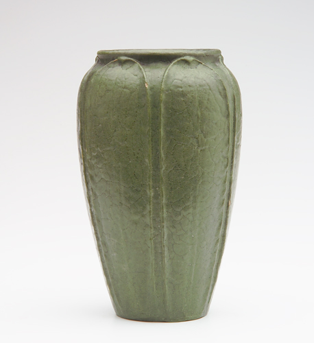 Appraisal: GRUEBY Ovoid vase by Ruth Erickson with full-height tooled and