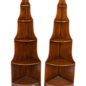 Appraisal: A Pair of George III Satinwood Inlaid Mahogany Five-Tier Corner