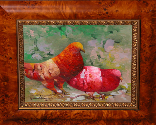 Appraisal: Colorful Birds th Century Hatian School x inches Oil on