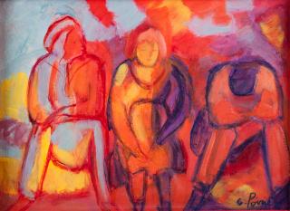 Appraisal: Catherine Poirie Abstract of Three Women Catherine Poirie French -