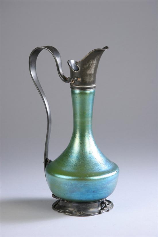 Appraisal: AMERICAN ART NOUVEAU SILVER-PLATED MOUNTED GLASS EWER Circa Silver City