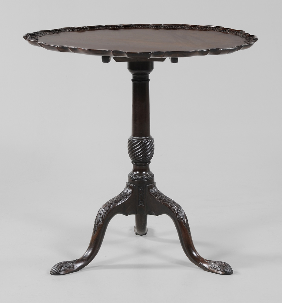 Appraisal: Chippendale Carved Mahogany Tea Table British th century single-board mahogany