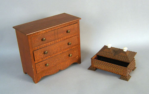 Appraisal: Miniature oak chest of drawers early th c h x