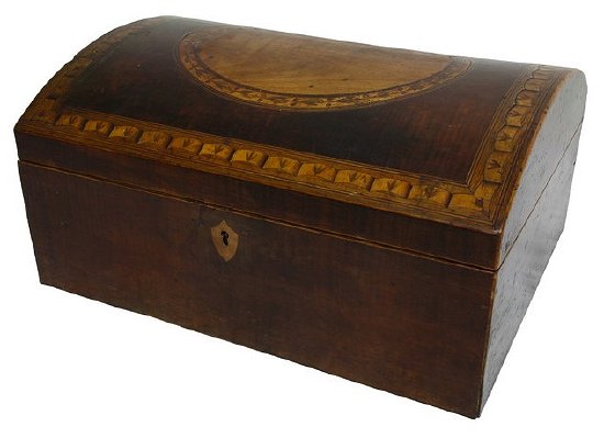 Appraisal: An early th Century dome top box with oval wreath