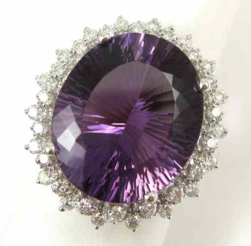 Appraisal: AMETHYST DIAMOND AND WHITE GOLD RING k white gold set