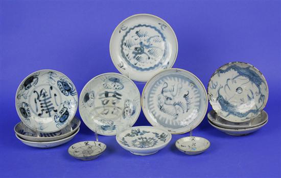 Appraisal: COLLECTION OF TWELVE ANAMESE BLUE AND WHITE PLATES diameter of