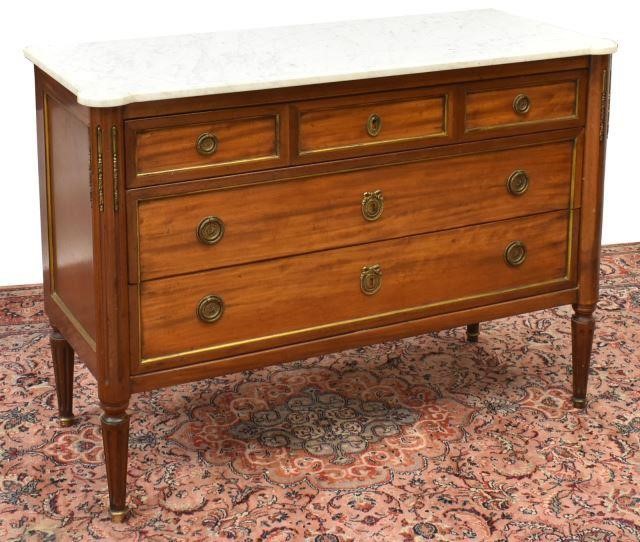 Appraisal: French Louis XVI style mahogany commode early th c having