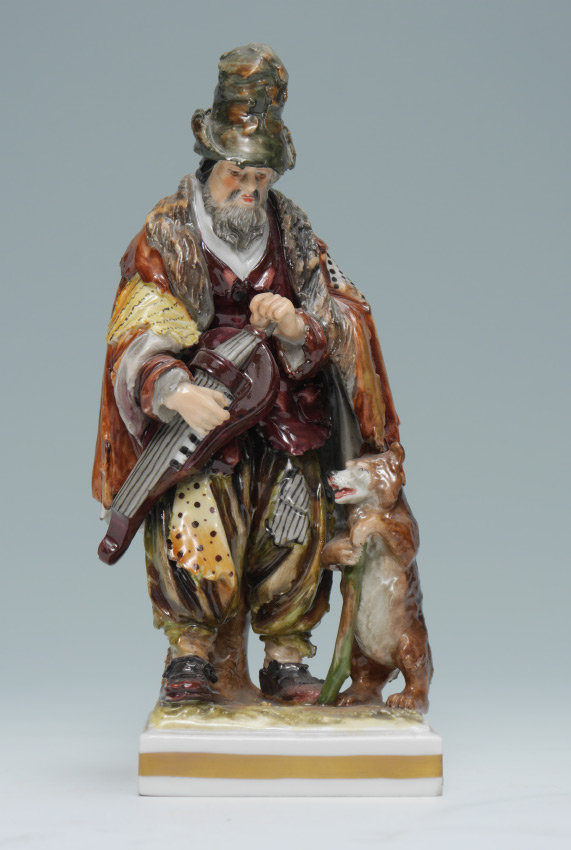 Appraisal: RUSSIAN PORCELAIN FIGURINE CA - Figure depicts a beggar musician