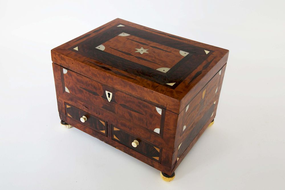 Appraisal: Sailor Made Inlaid Sewing Box circa Exclusive on Bidsquare Sailor