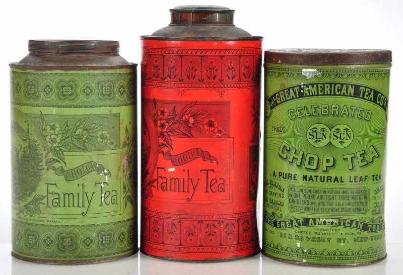 Appraisal: Lot of Pre- Tea Tins Description Lot includes green Norton