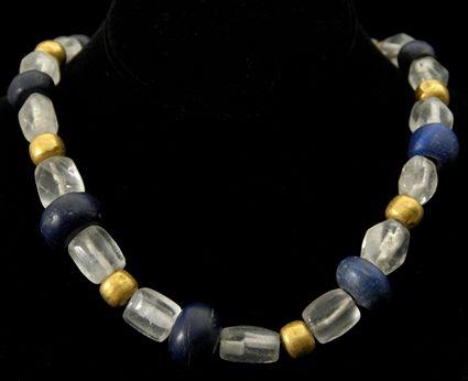 Appraisal: Rock Crystal and Lapis Bead Necklace