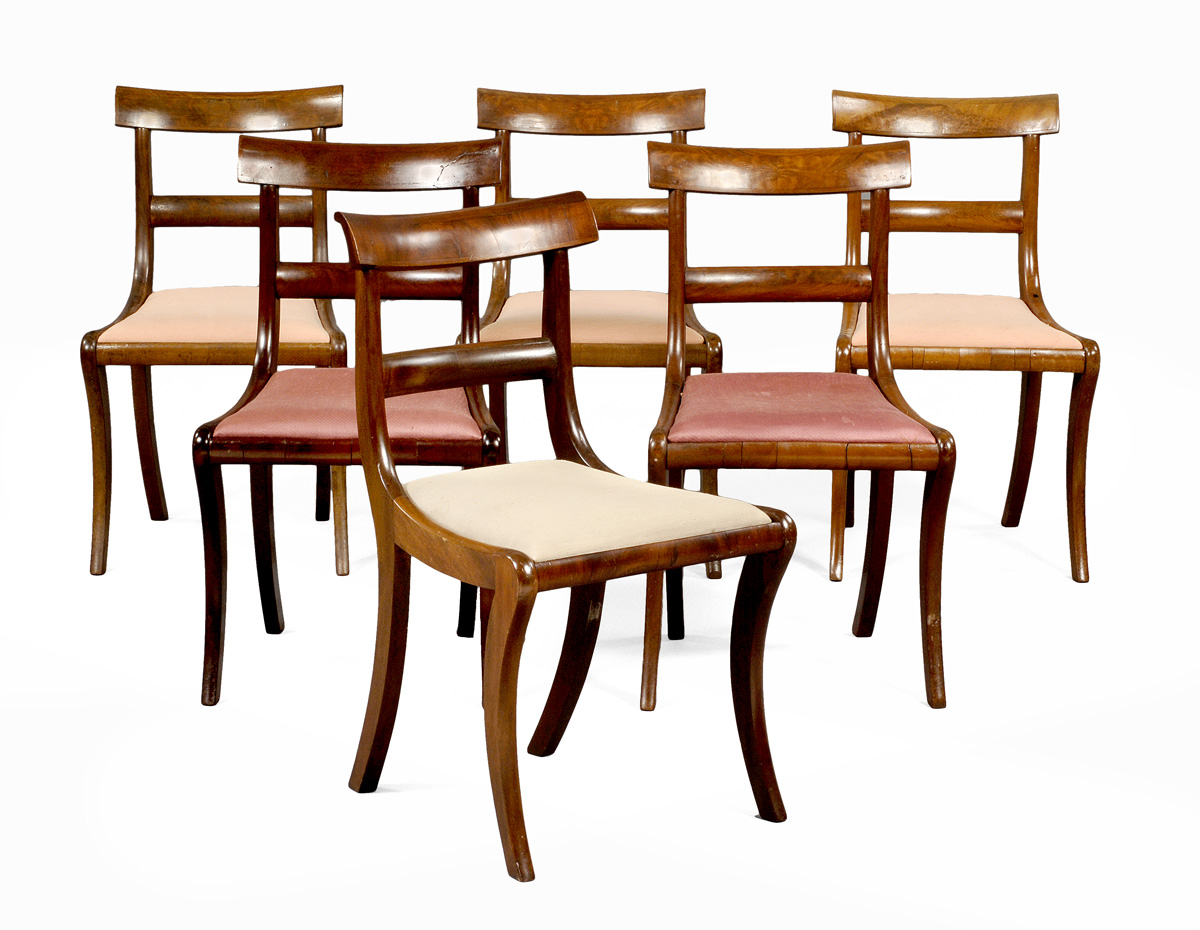 Appraisal: SET OF ELEVEN CLASSICAL MAHOGANY SIDE CHAIRS WITH SABRE LEGS