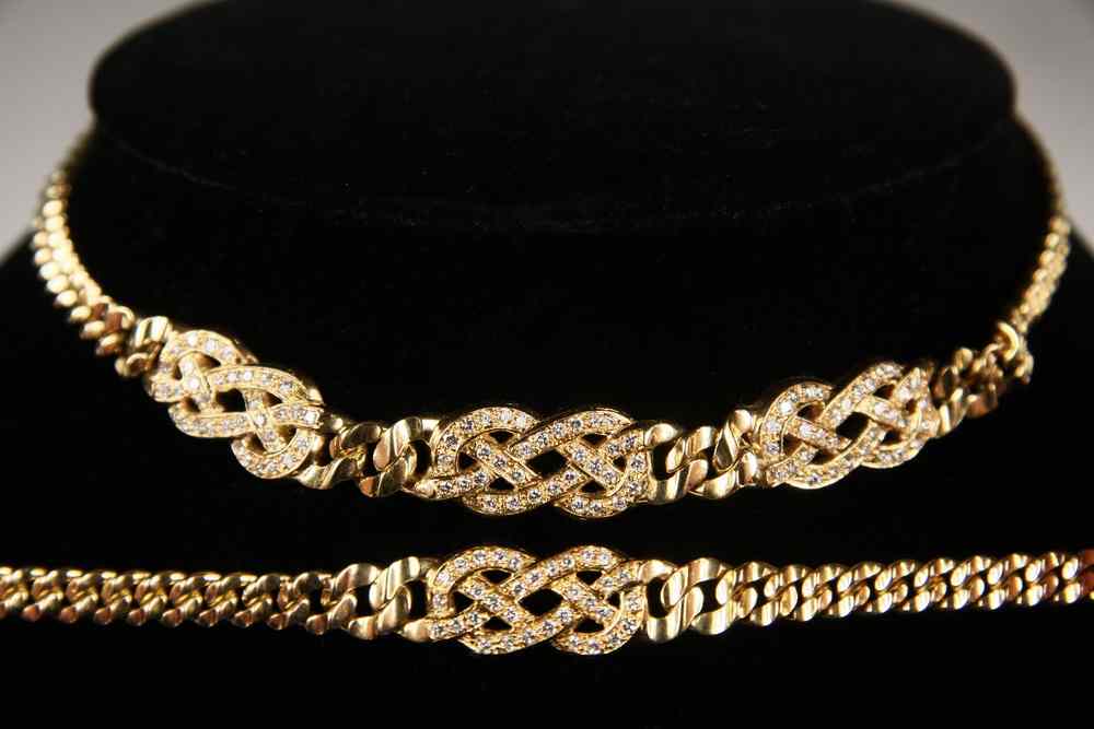 Appraisal: JEWELRY SUITE - One Handmade K Yellow Gold Necklace with