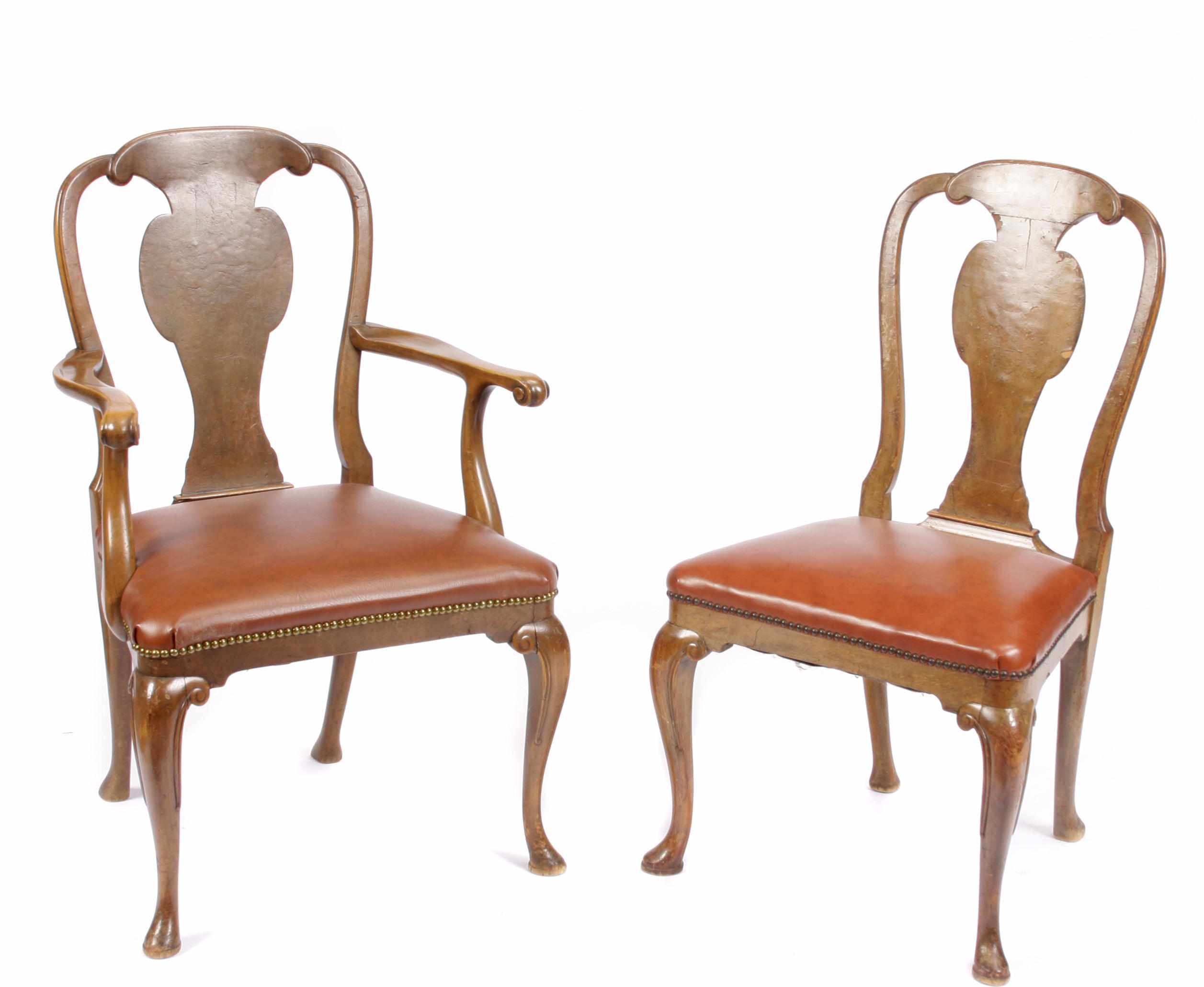 Appraisal: A set of ten Queen Anne style walnut dining chairs