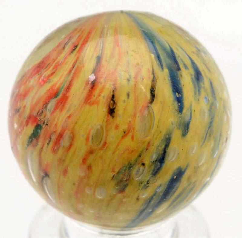 Appraisal: Rare -Paneled Blizzard Mica Marble Faceted pontil This marble has