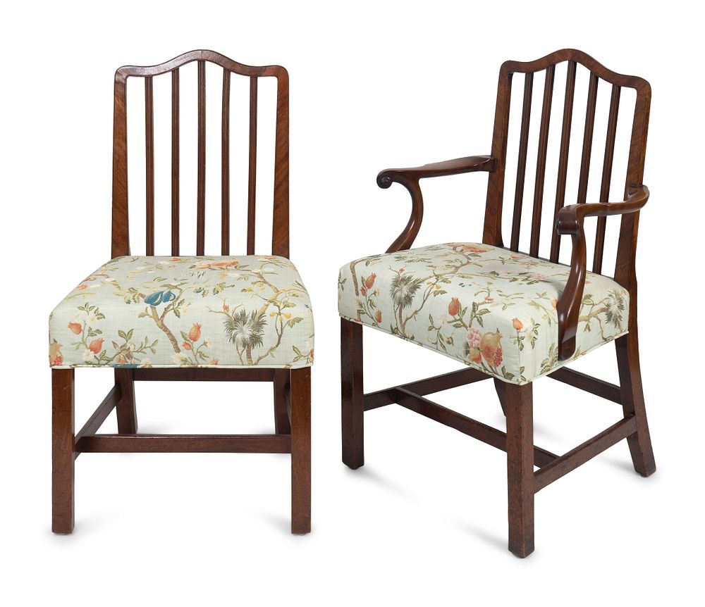 Appraisal: Eleven George III Mahogany Dining Chairs Height x width inches