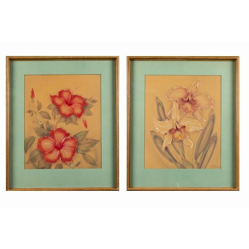 Appraisal: Two Tip Freeman Airbrush Prints Lot of two airbrush floral